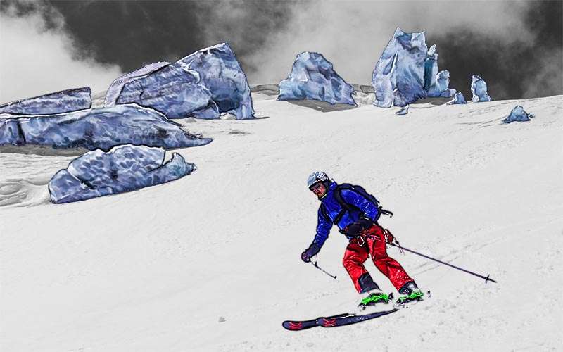 Skifahrer auf Gletscher